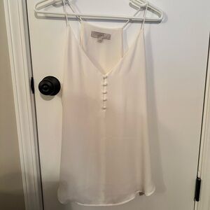 LOFT Women’s Cream V-Neck Buttoned Top Tank Size M